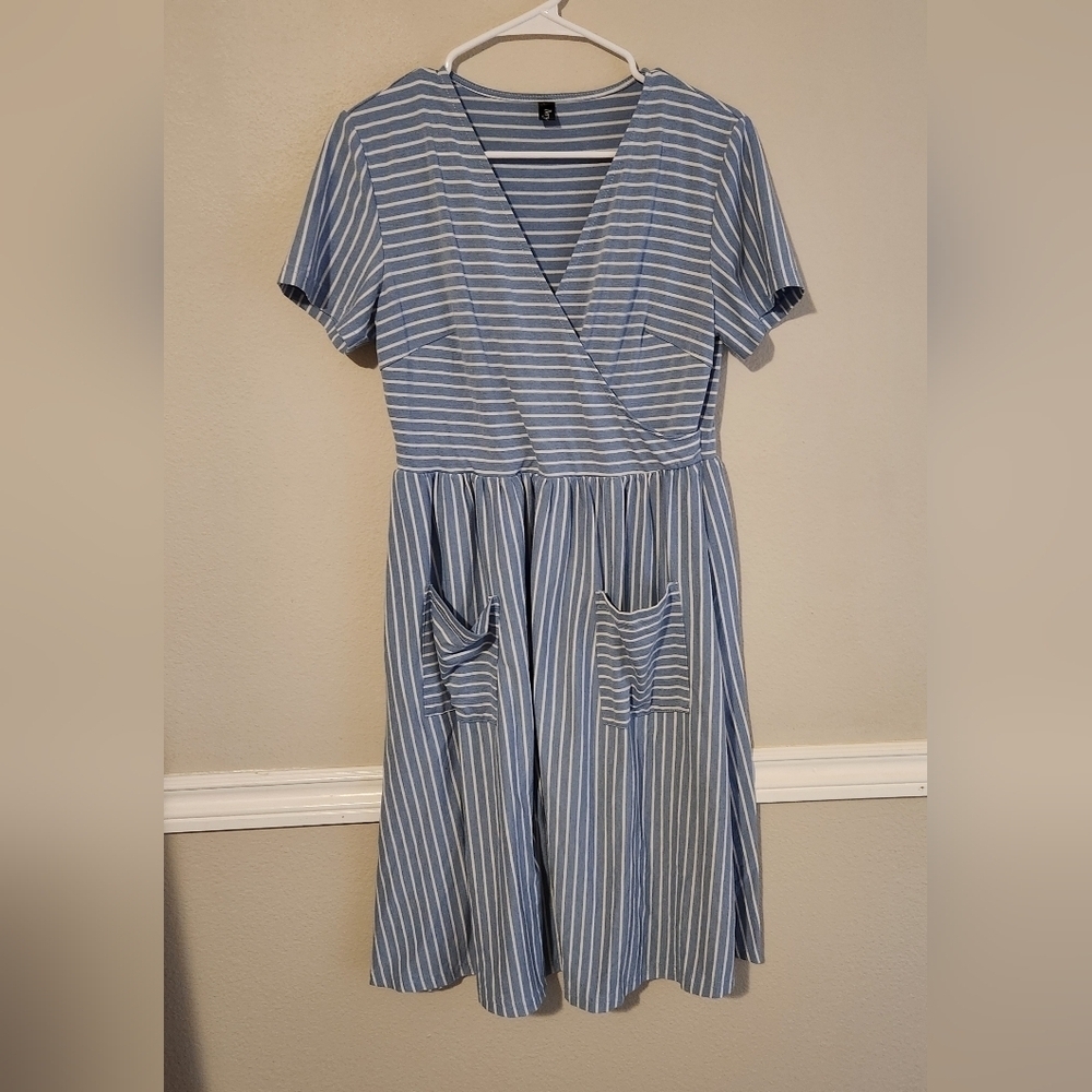 Blue Striped T-Shirt  Women's Dress